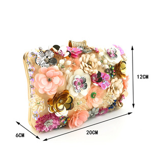 Wholesale Luxury Lady Diamond Flower Evening <strong>Bag</strong> Wristlets Wedding Party Bridal Clutch <strong>Purse</strong> <strong>Chain</strong> Shoulder Flower Evening <strong>Bags</strong> - Product Image 5