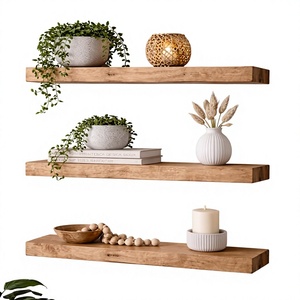 Modern Wooden <b>Floating</b> <b>Wall</b> <b>Shelf</b> Storage Rack Home Decoration Double Tier Handmade Durable <b>Wall</b> <b>Shelf</b> Display Rack Plants Books - Product Image 1
