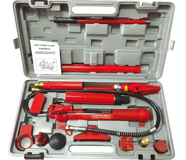 10T Porta Power Hydraulic Jack Kit YZ-4113 Auto Body Frame Repair Tool with Ram Hose Pump for Car Dent Pulling Workshop