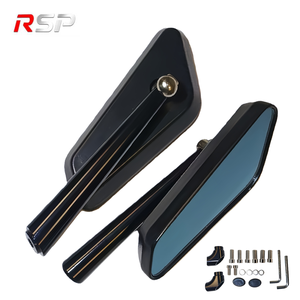 กระจกมองหลังแบบติดตั้งบนมอเตอร์ไซค์  แบบมีสีฟ้าเพชร  ป้องกันแสงสะท้อน  ทำจากอลูมิเนียมอัลลอย สำหรับติดตั้งบนกระบอกเบรกหลักและคลัตช์ - Product Image 1