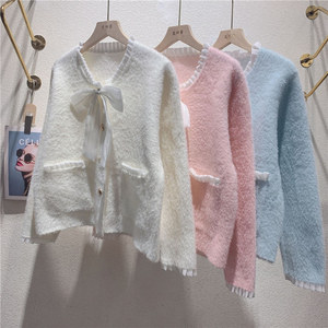 <span class=keywords><strong>Cardigan</strong></span> Corti in Offerta con <span class=keywords><strong>Bottoni</strong></span> e Fiocco Stile Coreano, Maglieria da <span class=keywords><strong>Donna</strong></span> Morbida a Maglia Larga, Maglioni e Giacche Lavorate a Maglia - Product Image 4