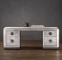 Chaise de bureau pivotante en aluminium de style aviateur rétro industriel de luxe pour la maison et le bureau