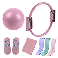 Ensemble de 7 anneaux de Pilates avec mini-ballon, bandes de résistance et chaussettes antidérapantes, kit de fitness pour entraînement à domicile, yoga et renforcement du tronc