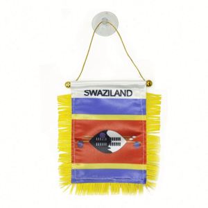 ธงสามเหลี่ยม SWAZILAND พิมพ์ลายดิจิทัลบนผ้าโพลีเอสเตอร์และพลาสติก สำหรับติดกระจกมองหลังรถยนต์และตกแต่งบ้าน พร้อมโลโก้สั่งทำ - Product Image 1