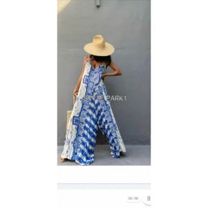 Mono de Mujer Casual Azul Claro con Encaje, el Más Vendido, de Tela de Algodón Suave y Transpirable, Largo Completo - Product Image 1