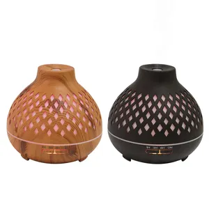 2024 Top Seller Customized Aroma Diffuser Remote Control Air Humidifier Electric Wooden Home Aroma Diffuser With LED Lights
