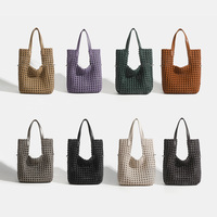Sac à main en néoprène tissé fait main grande capacité, personnalisé en usine, sac bandoulière souple de haute qualité, sac tissé ajouré