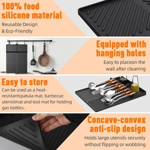 Tapis de cuisson en silicone noir résistant à la chaleur pour barbecue, protège les comptoirs pour plaques de cuisson, idéal pour les fêtes barbecue, emballage pour vente par correspondance - Product Image 5