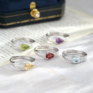 9 Hot Selling 5*7mm Pear Cut Natural Stone <b>Rings</b> 925 Sterling Silver Women's Adjustable <b>Crystal</b> <b>Rings</b> Fine Jewelry For Women - Product Image 3