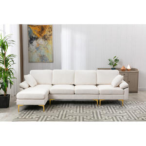 Sofá Esquinero de Tela COOLMORE Blanco para Sala de Estar Muebles en Forma de L Tapizado para Apartamento Estilo Nórdico Moderno Nuevo Modelo - Product Image 5
