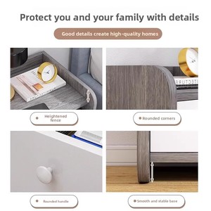 Modern Minimalist Wood Top <strong>Bedside</strong> <strong>Table</strong> with 1 Drawer Multifunctional <strong>Compact</strong> Storage Cabinet for Home Bedroom Furniture - Product Image 4