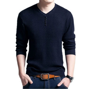 Suéter de cuello redondo de algodón 100%, Jersey de punto con logotipo personalizado, decoración estampada, manga larga, informal, antiretráctil, para invierno, novedad - Product Image 2