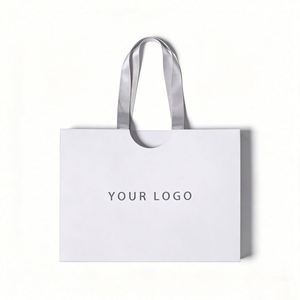 Factory Direct Customizable Free Design White Paper Shopping <b>Bag</b> With Satin Handle Elegant Ideal for Apparel & Gift Packaging - Product Image 1