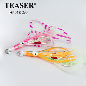 TEASER HK018, 10 Piezas/Bolsa, Anzuelos de Pesca Tipo Calamar Biónico, Luminosos, de Acción Lenta, Anzuelo Doble Asistido, Anzuelo Doble para Pesca de Pulpo - Product Image 1