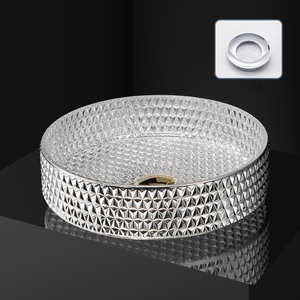 Hongdec Bạc Tempered Glass bồn rửa vòng hình dạng khuôn mặt rửa bồn rửa <span class=keywords><strong>Top</strong></span> gắn bảng đơn giản lưu vực bồn rửa phòng tắm - Product Image 3