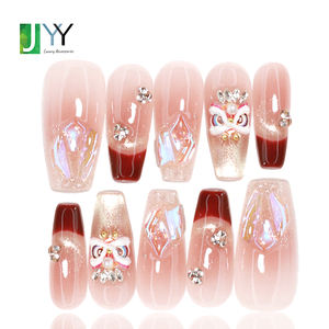 <span class=keywords><strong>Uñas</strong></span> Postizas de Gel 3D con Punta Francesa Roja, Diseño de Lujo, Hechas a Mano, <span class=keywords><strong>Acrílicas</strong></span>, Personalizadas con Logotipo, Venta al Por Mayor - Product Image 3