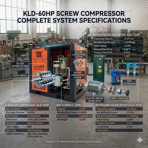 Système complet de compresseur d'air à vis 60HP 45KW avec réservoir d'air et sécheur pour la fabrication industrielle - Product Image 3