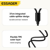Câble audio stéréo Essager ES-YP31 1M 2M 3M 5M en alliage d'aluminium, prise jack 3,5 mm mâle vers 2 RCA mâle, pour amplificateur de haut-parleur