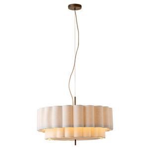 Lustre rond de couleur crème, lumière LED E27, pour salon, chambre à coucher, hôtel, café - Product Image 5