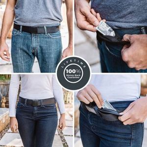 Cinturón de seguridad antirrobo de poliéster/algodón trenzado para viaje, con cremallera para dinero, para hombre, con hebilla de pasador, negro, bolsillo secreto, informal - Product Image 5