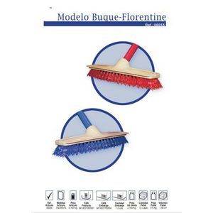 Scopa Buque-Florentine con Setole in Nylon Rosse e Blu, Manico in Plastica Resistente per Pulizia Pavimenti - Product Image 1