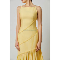 Usine de vêtements personnalisés de luxe haut de gamme robe asymétrique sur mesure pour femmes haute qualité sans manches carrière Patchwork motif solide