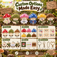 En gros, porte-clés en peluche personnalisé en forme de champignon pour boutiques, accessoires de sac à dos et cadeaux lifestyle