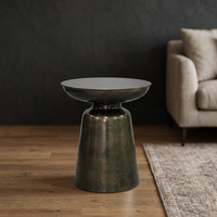 Table d'appoint en métal de style industriel moderne Artisan Design S606, finition antique, table d'appoint en fer, salon, chambre à coucher, tabouret 2-en-1