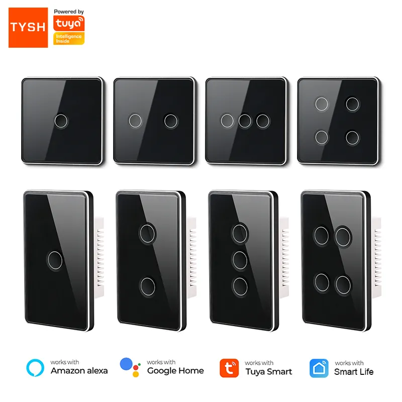 Tysh Zigbee Gehard Glas Smart Home Touch Light Switch 1/2/3/4 Gang Tuya App Afstandsbediening Muur switch Werken Met Google Alexa