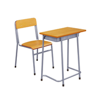 Meubles scolaires modernes et durables en métal, ensemble de bureaux et de chaises de classe à un seul siège avec design antidérapant