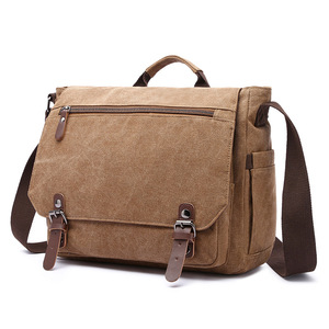 Sac messager en <span class=keywords><strong>toile</strong></span> de style vintage pour hommes de haute qualité, souple avec bretelles, porte-documents d'affaires - Product Image 1