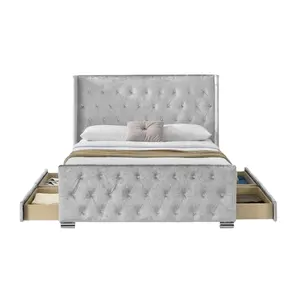 Armário de armazenamento de cama moldura queen king size, conjuntos de cama tufted cabeça do quarto móveis para venda