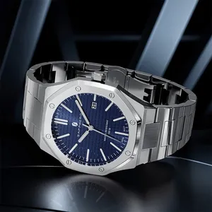 Orologio da uomo <span class=keywords><strong>SAPPHERO</strong></span> con cinturino in acciaio inossidabile, design resistente all'acqua, calendario automatico, regali festivi, orologio regalo raffinato - Product Image 3
