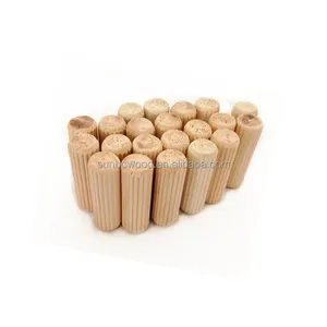 Wholesale Cheap Eucalyptus Wood Dowels Pins Fluted Wooden Dowels Furniture Fastener Accessories 8*30