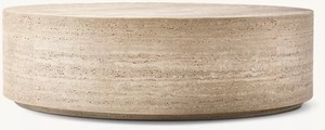 NANWEI Stone Natural Travertine <strong>Coffee</strong> <strong>Table</strong> Round Side <strong>Table</strong> <strong>Circular</strong> Sofa <strong>Table</strong> for Home Furniture - Product Image 2