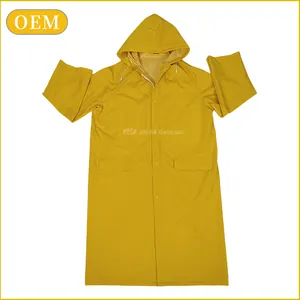 quality raincoat jacket heavy duty waterproof pvc polyester yellow rain jacket miners rain coat for adults