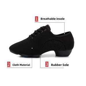 Scarpe da ballo latine nere morbide da donna in gomma Sole moderne Salsa Rumba Jazz sala da ballo scarpe da insegnamento Chacha - Product Image 2