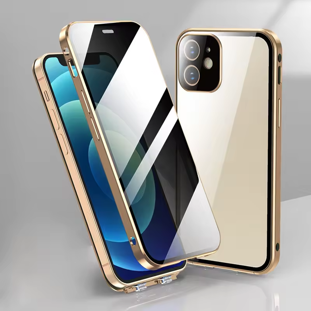 Anti Spy Magnetic Adsorption Double Sided Tempered Glass Cover 360 Degree Protect Case for iPhone 12 11 Pro Max 7 8 6s