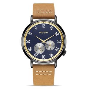 Montre pour homme, polyvalente, minimaliste, étanche, luminescente dans le noir, en cuir véritable, style sportif et professionnel, quartz - Product Image 1