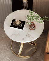 Vente en gros de meubles de salon, salle à manger, maison, ensemble table basse en marbre, petites tables d'appoint rondes dorées