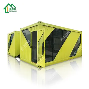 花园设计20ft模块化便携式预制家用木制预制木屋集装箱小屋