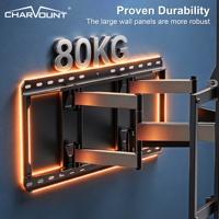 Soporte de Pared Articulado para TV de Acero Laminado en Frío, para Pantallas LCD LED de 50-120 Pulgadas, Giratorio 120 Grados, 80kg/176lbs