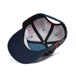 Diseño de moda para adultos, dos tonos, a cuadros, logotipo bordado personalizado, Unisex, deportes estructurados al aire libre, Gorras de béisbol de algodón de 5 paneles - Product Image 5