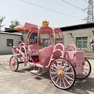 Carruaje Eléctrico Rosa con Forma de Calabaza, con Corona Dorada y Ruedas, para Transporte en Bodas al Aire Libre - Product Image 1