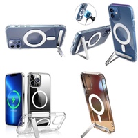 Aksesoris Ponsel Casing Magnetik untuk iPhone 17 Pro Max Air 16 15 14 Plus 13 11 12 Penutup Belakang dengan Penyangga dan Tempat Penyimpanan