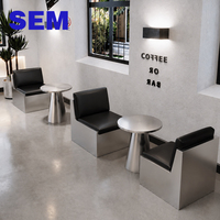 Ensemble de banquettes de restaurant SEM en acier inoxydable avec table et chaises rembourrées pour café, ensemble de table à manger avec 4 chaises