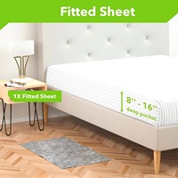 Draps-housses de qualité hôtelière 5 étoiles, fabrication OEM, taille King/Queen, 100% coton, rayés, luxe, blancs, ensemble de draps.