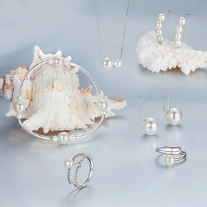Serie de cuentas de concha de alta calidad, conjunto de collar de anillo, joyería de perlas de agua dulce de plata de ley S925 para mujer - Product Image 1