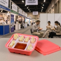 Boîte de boulettes en plastique PP jetables à emporter avec plateau intérieur pour gâteau à sushi chocolat bonbons biscuit nouilles chocolat stockage