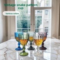 Gobelet en verre gaufré à motif serpentin XUANHUI pour vin rouge et style vintage, capacité 301-400 ml, design de luxe léger